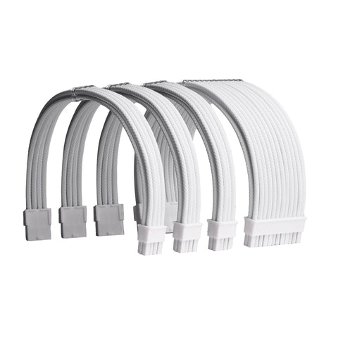 All White Sleeved PSU Cable Extension Kit