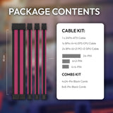 Pink and Black Sleeved PSU Cable Extension Kit