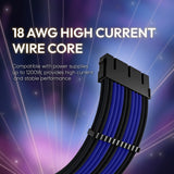 Blue and Black Sleeved PSU Cable Extension Kit