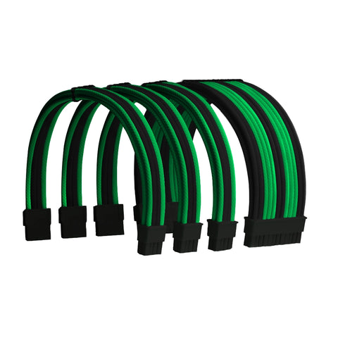 Dark Green and Black Sleeved PSU Cable Extension Kit