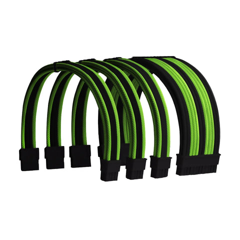 Light Green and Black Sleeved PSU Cable Extension Kit