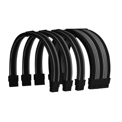 Grey and Black Sleeved PSU Cable Extension Kit
