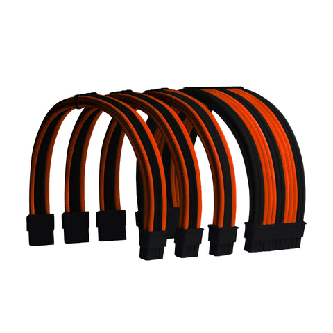 Orange and Black Sleeved PSU Cable Extension Kit