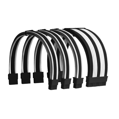 White and Black Sleeved PSU Cable Extension Kit