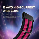 Pink and Black Sleeved PSU Cable Extension Kit