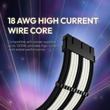 White and Black Sleeved PSU Cable Extension Kit